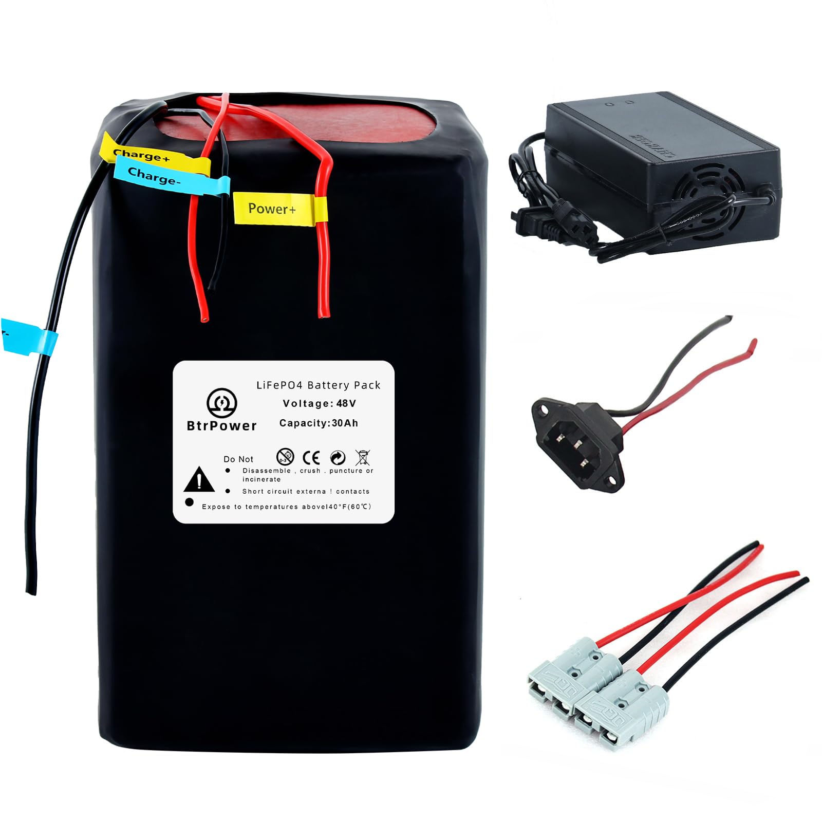 48V 52V 60V 72V Ebike Battery - 10AH to 50AH Lithium Ion/LiFePO4 Battery Pack with 3A/5A Charger & 50A/80A BMS - Compatible with 300W-4500W Motors - Perfect for Electric Bikes, Scooters, and DIY EV Projects