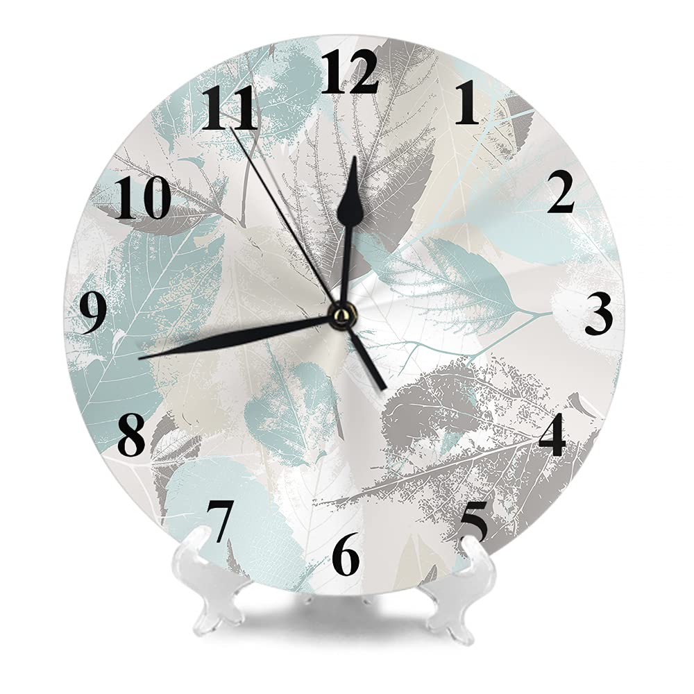 WONDERTIFY 10 Inch Silent Non-Ticking Wall Clock with Leaves & Flowers Design - Battery Operated Decorative Round Clock for Living Room, Bedroom, Kitchen & Office Decor