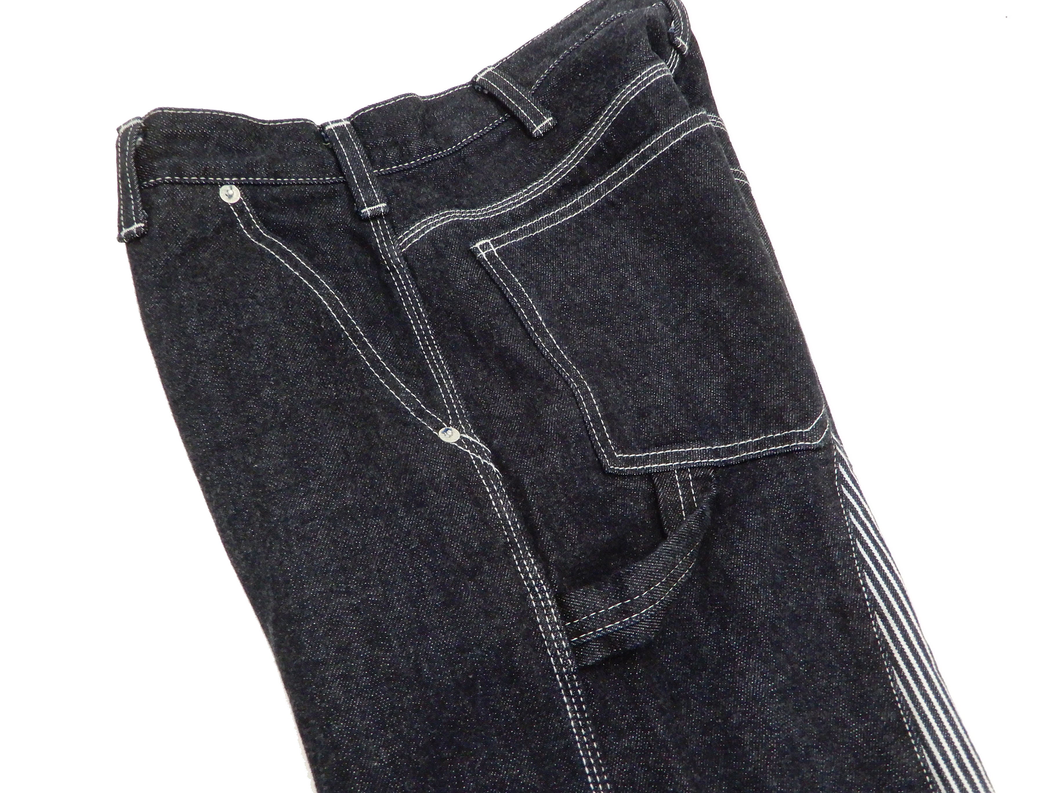 Kojima Genes Two-Tone Panel Pants for Men - Denim & Hickory Asymmetrical Contrast Work Pants RNB1117 | Durable & Stylish for Casual Wear, Work & Street Fashion