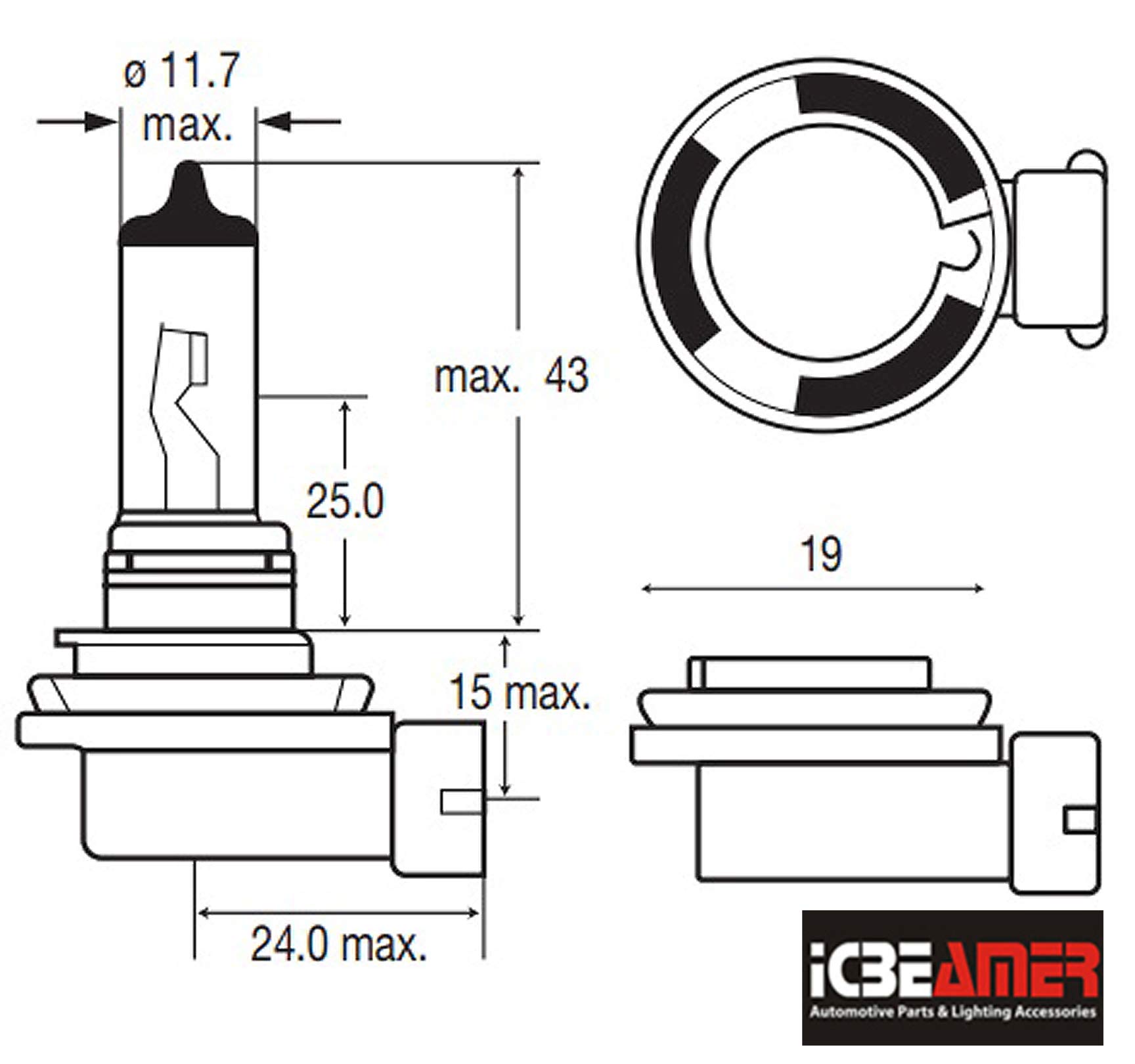 ICBEAMER H8 DOT 55W Hyper White LED Headlight Bulbs - 2 Pairs, Direct Replacement for OEM Halogen Low Beam & Fog Lights - Perfect for Night Driving & Foggy Conditions