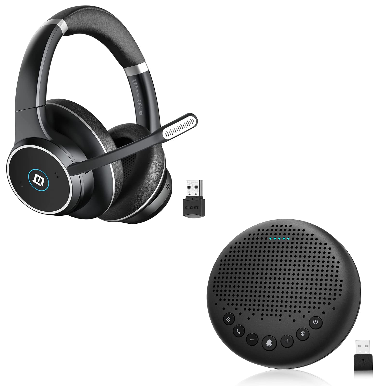 EMEET Luna Conference Speaker with Enhanced Noise Reduction Algorithm & ENC Noise Cancelling Headphones - 4 Microphones, All-Day Battery Life, Comfortable PC Headset for Zoom Meetings, Remote Work & Online Classes