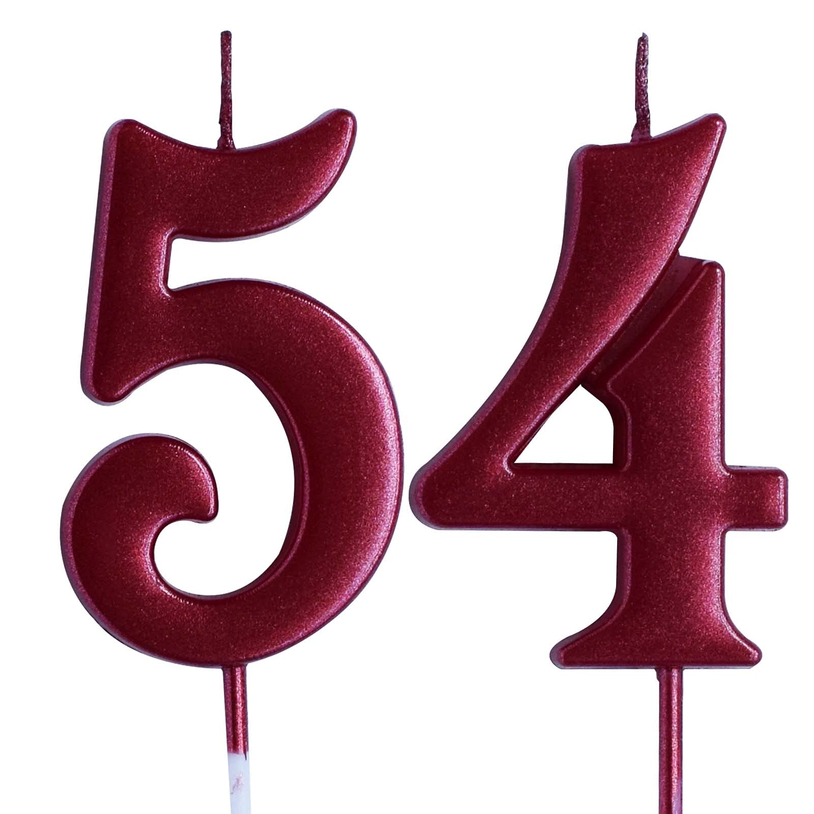 54th Birthday Candle - Number 54 Cake Topper for Women & Men | Red Birthday Party Decorations & Supplies | Perfect for Anniversary Celebrations, Retirement Parties & Milestone Events