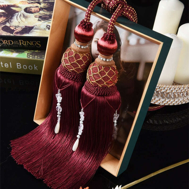 Grace Decorative Tassel Tieback - Elegant Window Curtain Holdbacks for Living Room, Bedroom & Drapes - Gold & Beige Home Decor Accessories (Set of 2)