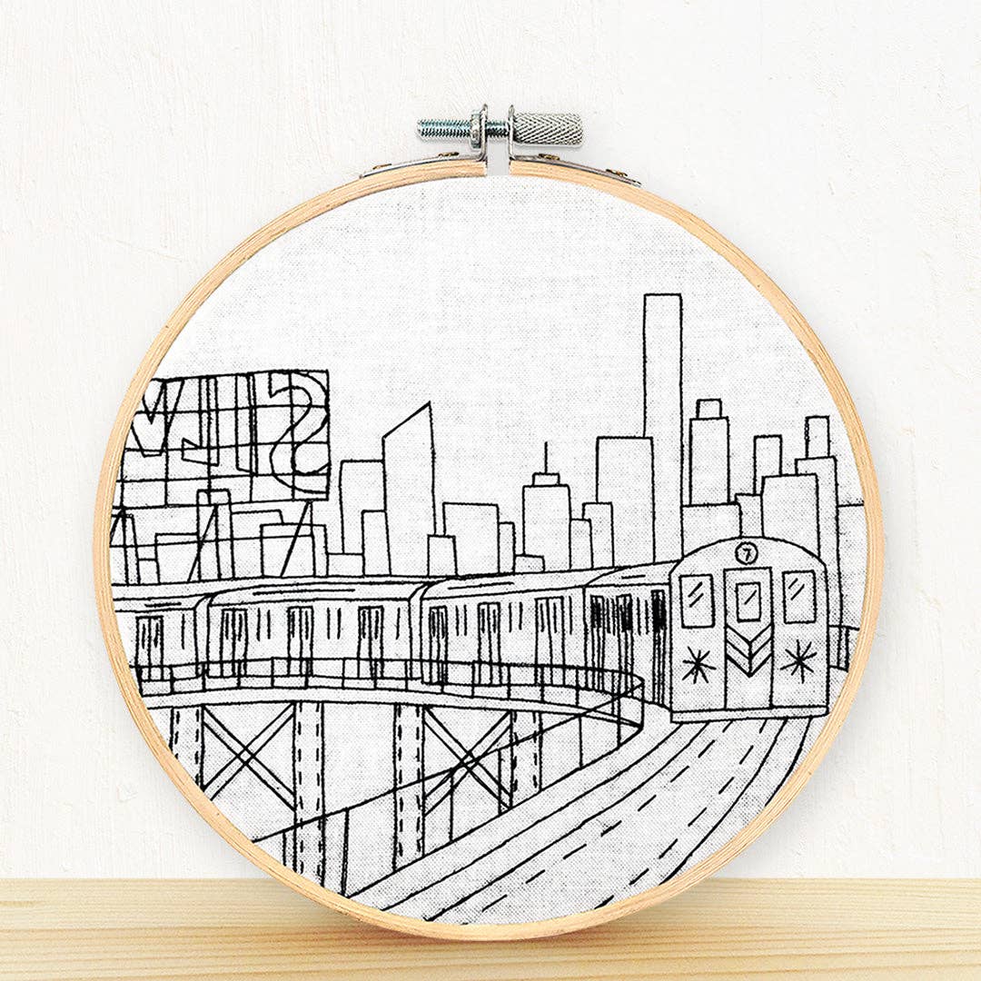New York City Hand Embroidery Kit with Subway Design - DIY Embroidery Starter Set for Beginners - Perfect for Home Decor, Gifts & Craft Projects