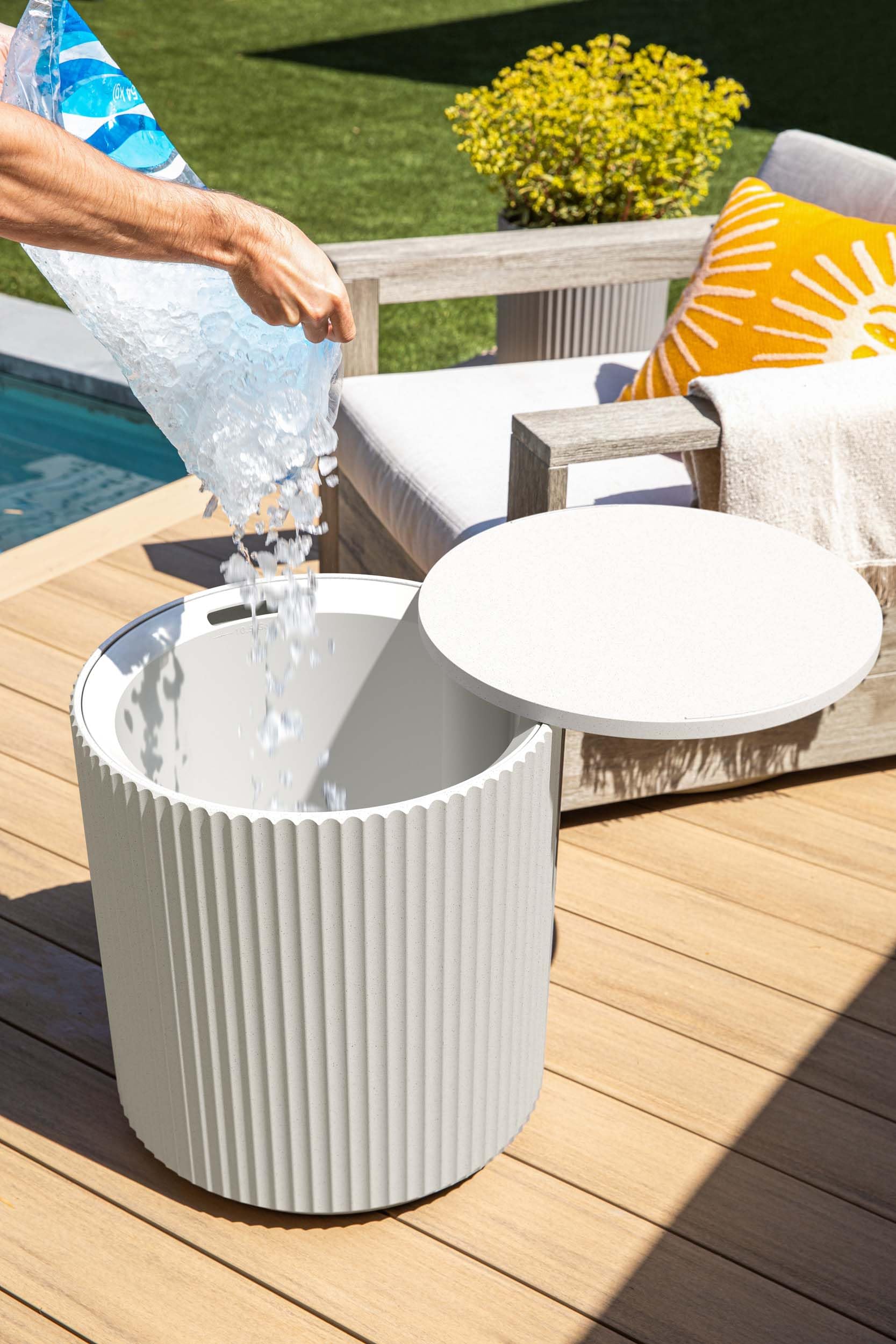 Veradek 2-in-1 Cooler Side Table - Outdoor Patio Furniture with Ice Chest Storage | Perfect for Backyard BBQs, Poolside Drinks & Deck Decorations
