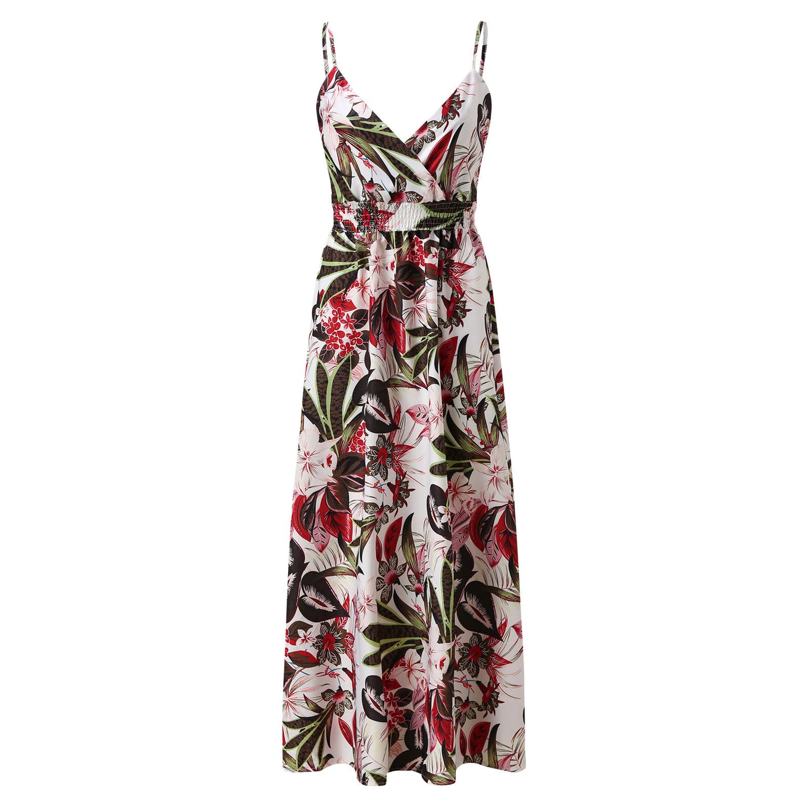 Women's Floral Summer Dress - V Neck Sleeveless Boho Ruffle Flowy Beach Dress for Casual Spring & Summer | Perfect for Vacations, Beach Outings and Boho Chic Style