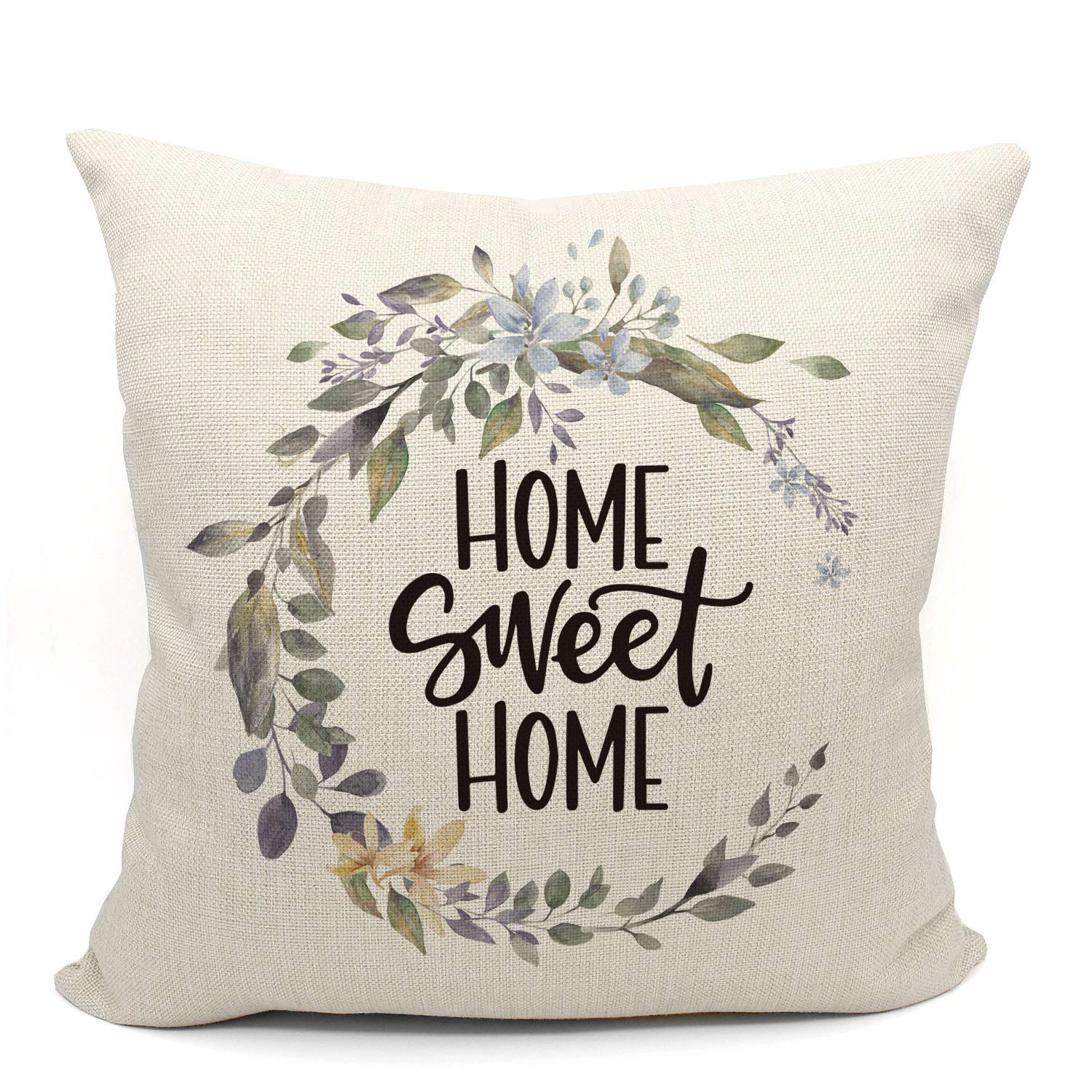 Farmhouse Throw Pillow Covers 18x18 Inch - Home Sweet Home Decor, Cozy Couch Pillows for Living Room, Perfect Housewarming Gifts for Women - Ideal for Farmhouse Style Living Room, Bedroom & Sofa Decor