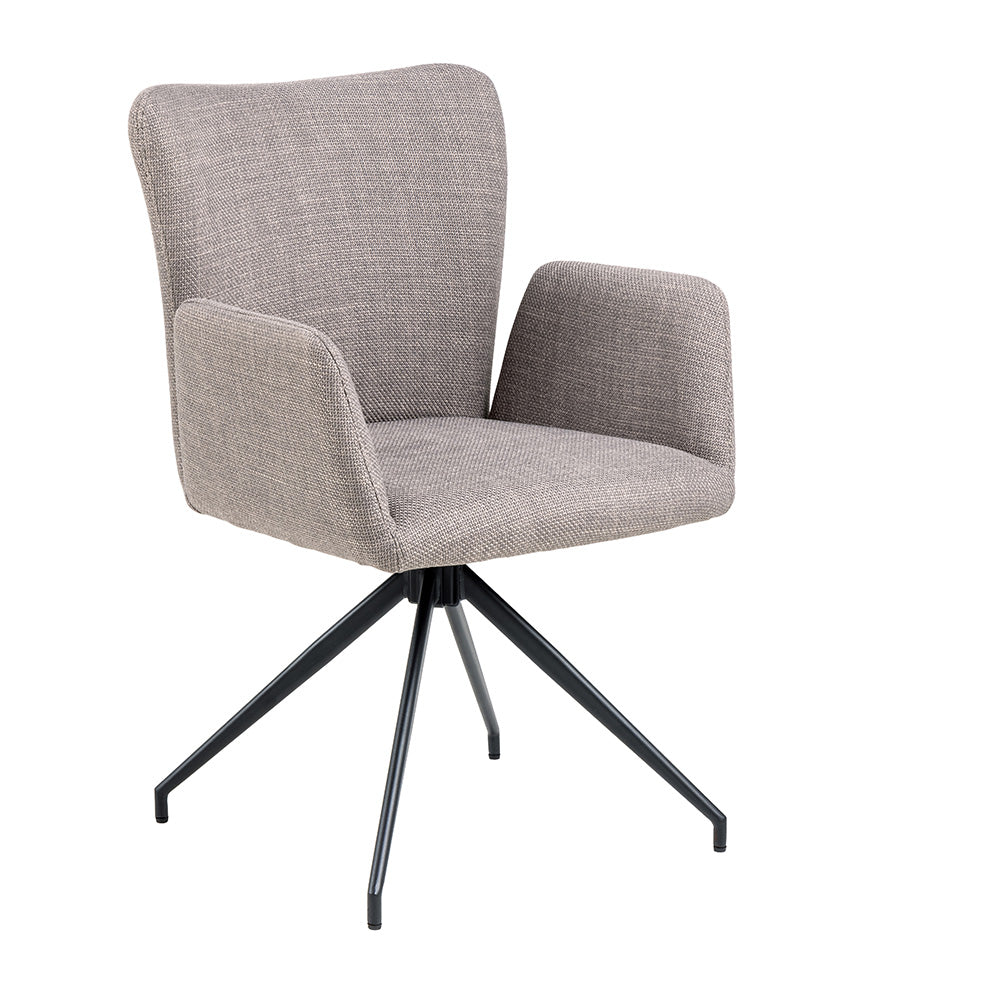 Laura Swivel Dining Chair - Grey & Black Upholstered Modern Kitchen Chair for Home, Office & Restaurant - Comfortable & Stylish Seating Solution
