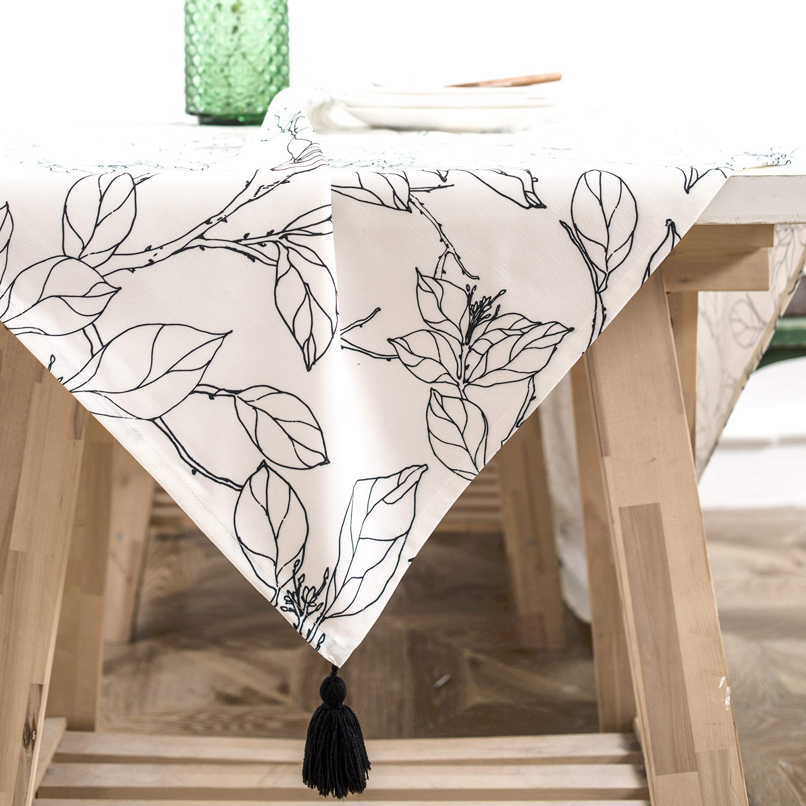 DriftAway Ryan Tassel Rectangle Tablecloth 54x102 Inch - Elegant Black Decorative Table Cover for Indoor/Outdoor Dining, Buffet, Parties & Dinner - Perfect for Weddings, Holidays & Special Occasions