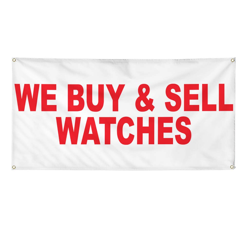 Durable Vinyl Banner - 24x48 Inches Weatherproof Outdoor Business Sign with 4 Grommets - Ideal for Yard Sales, Watch Shops & Industrial Advertising