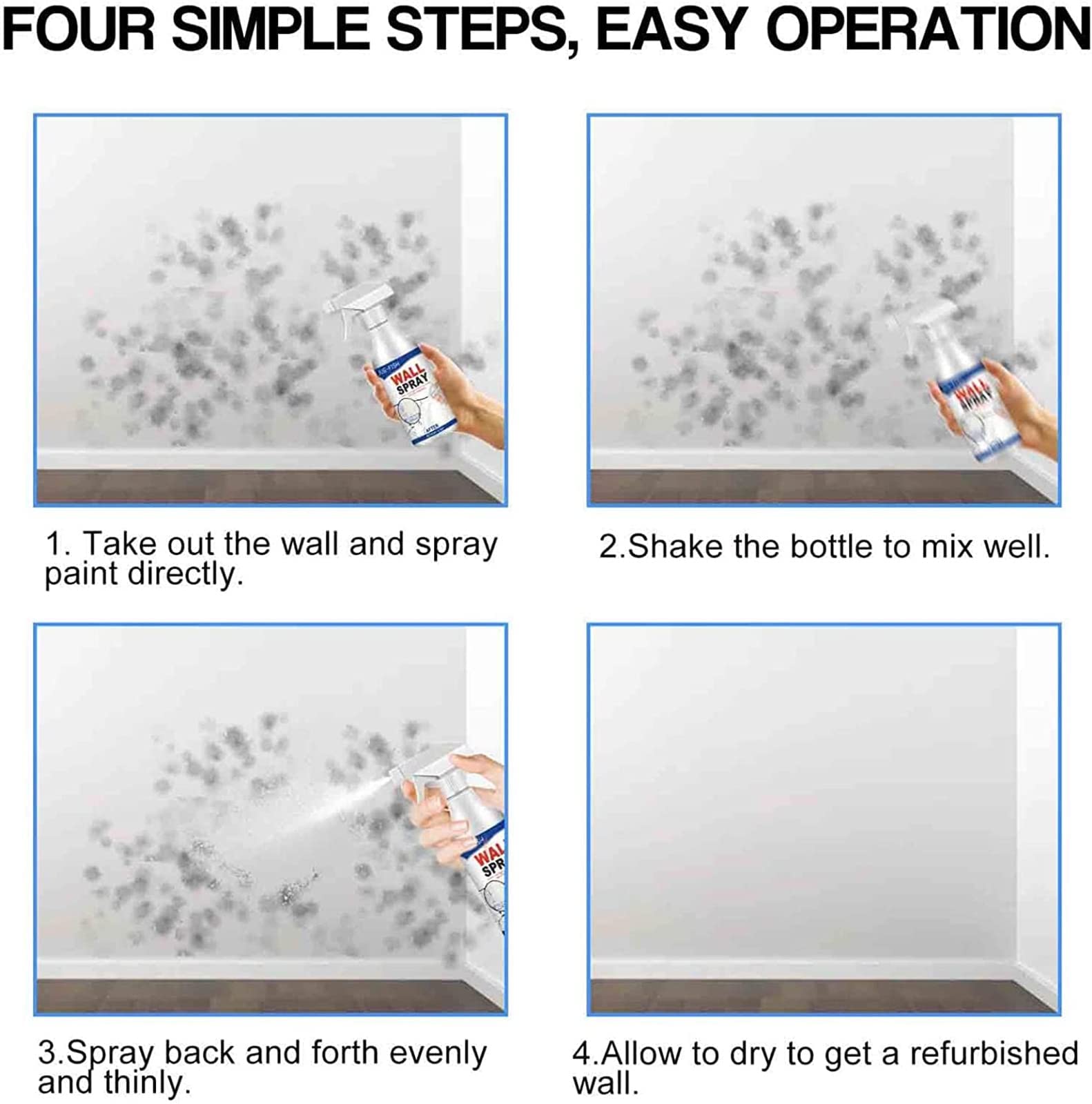 60ml Wall Repair Spray Paint - Water-Based White Peel & Stain Cover for Ceiling & Walls - Quick Fix for Cracks, Scratches & Stains - Perfect for Home, Office & DIY Projects