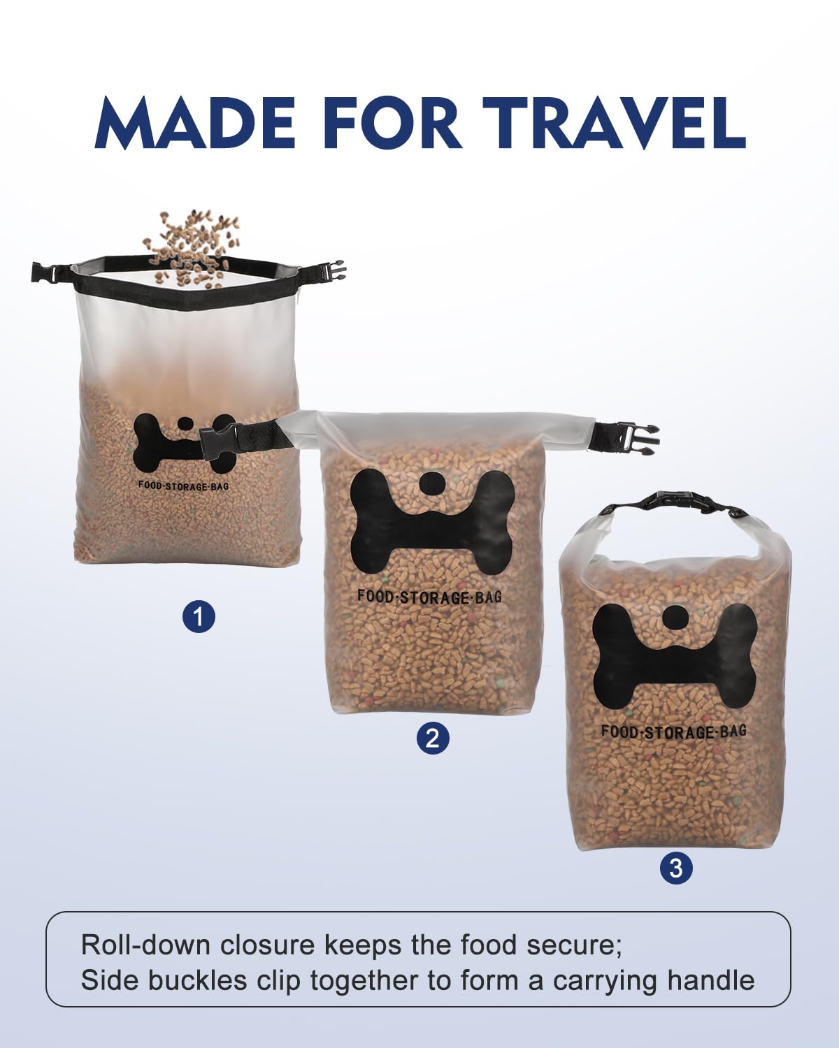 ANVS Silicone Pet Food Storage Bag - 30-Cup Dog Food Container with 2 Collapsible Travel Bowls | Leak-Proof, Portable Dog Food Carrier for Camping, Travel, Dog Boarding & Outdoor Adventures | Perfect for Hiking, Road Trips & Weekend Getaways with Your Pet