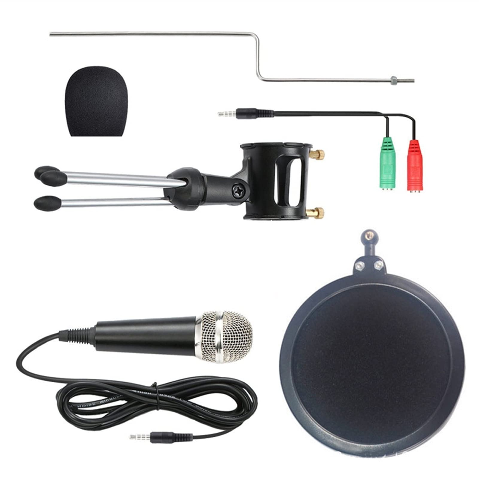 Professional Condenser Microphone with 3.5mm Jack & Adjustable Stand - Studio Quality Recording Mic for Computer, PC, Phone, KTV, Karaoke, Podcasting & Live Streaming (Black) - Perfect for Home Studios, Gaming, Voice Overs & Music Recording