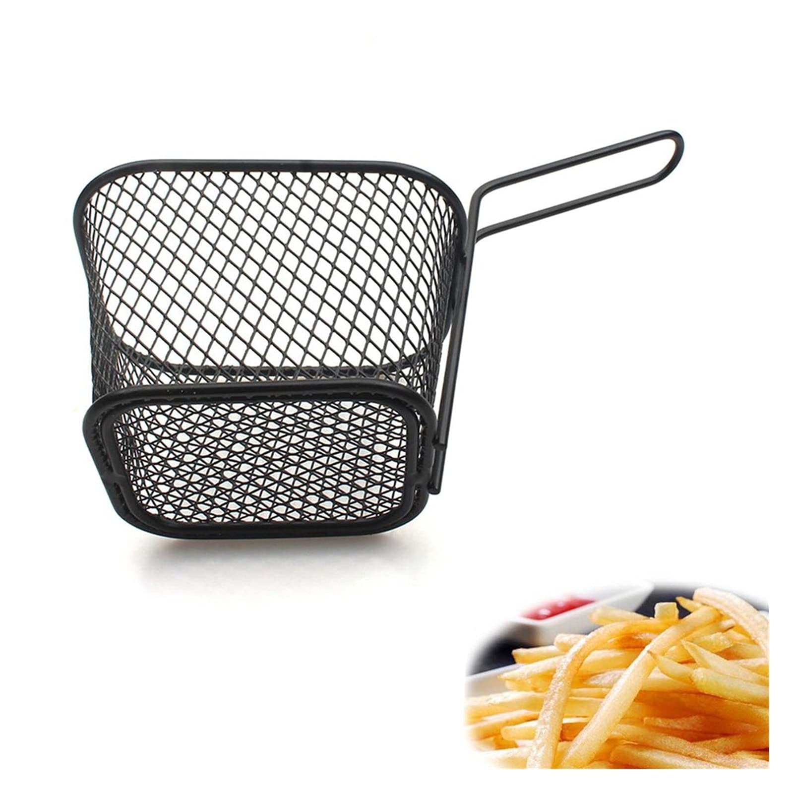 Stainless Steel French Fry Basket - Mini Deep Fryer Basket for Chips, Chicken Wings & Snacks - Non-Slip Handle Grease Strainer for Kitchen & Restaurant Use - Perfect for Frying, Cooking & Food Prep