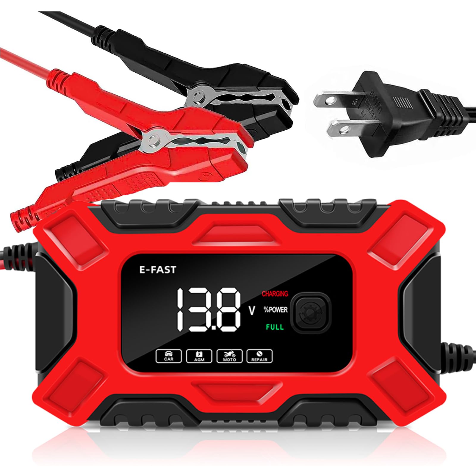 SinoTrack 6-Amp 12V Smart Automatic Battery Charger Maintainer - Car, Truck, Motorcycle, Lawn Mower, Boat Marine Lead Acid Battery Charger - Perfect for Winter Storage & Long-Term Vehicle Maintenance