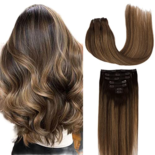 T4/27P4# S Balayage Chocolate Brown to Caramel Blonde