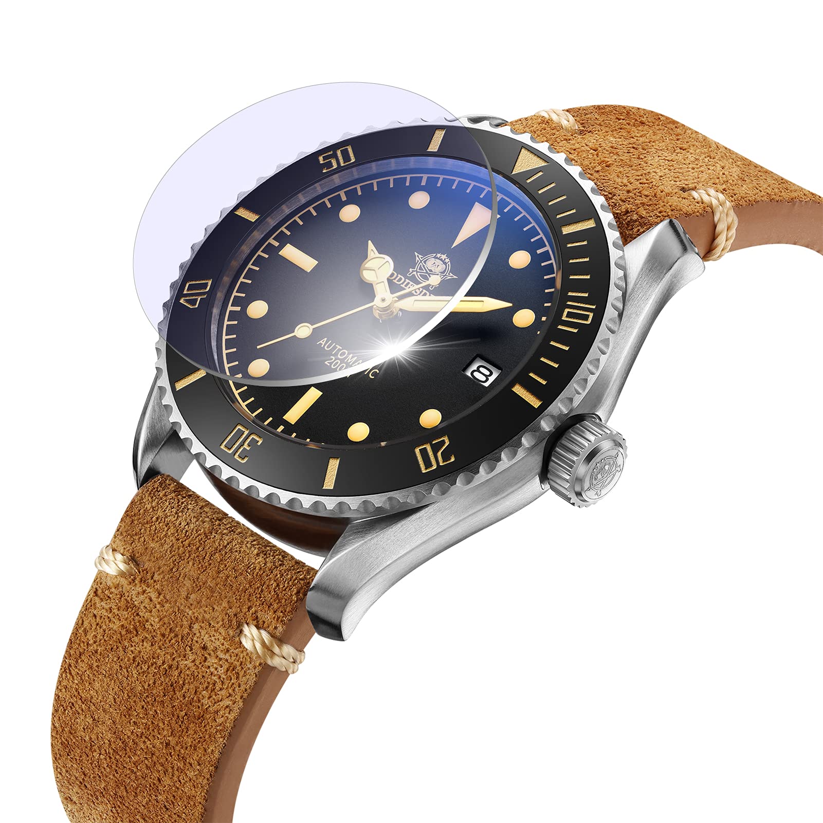 ADDIESDIVE Automatic Diving Watch for Men - 200M Water Resistant, Matte Black Dial with Luminous Markers, NH35A Movement, Scratch-Resistant Sapphire Crystal - Perfect for Scuba Diving, Snorkeling & Water Sports