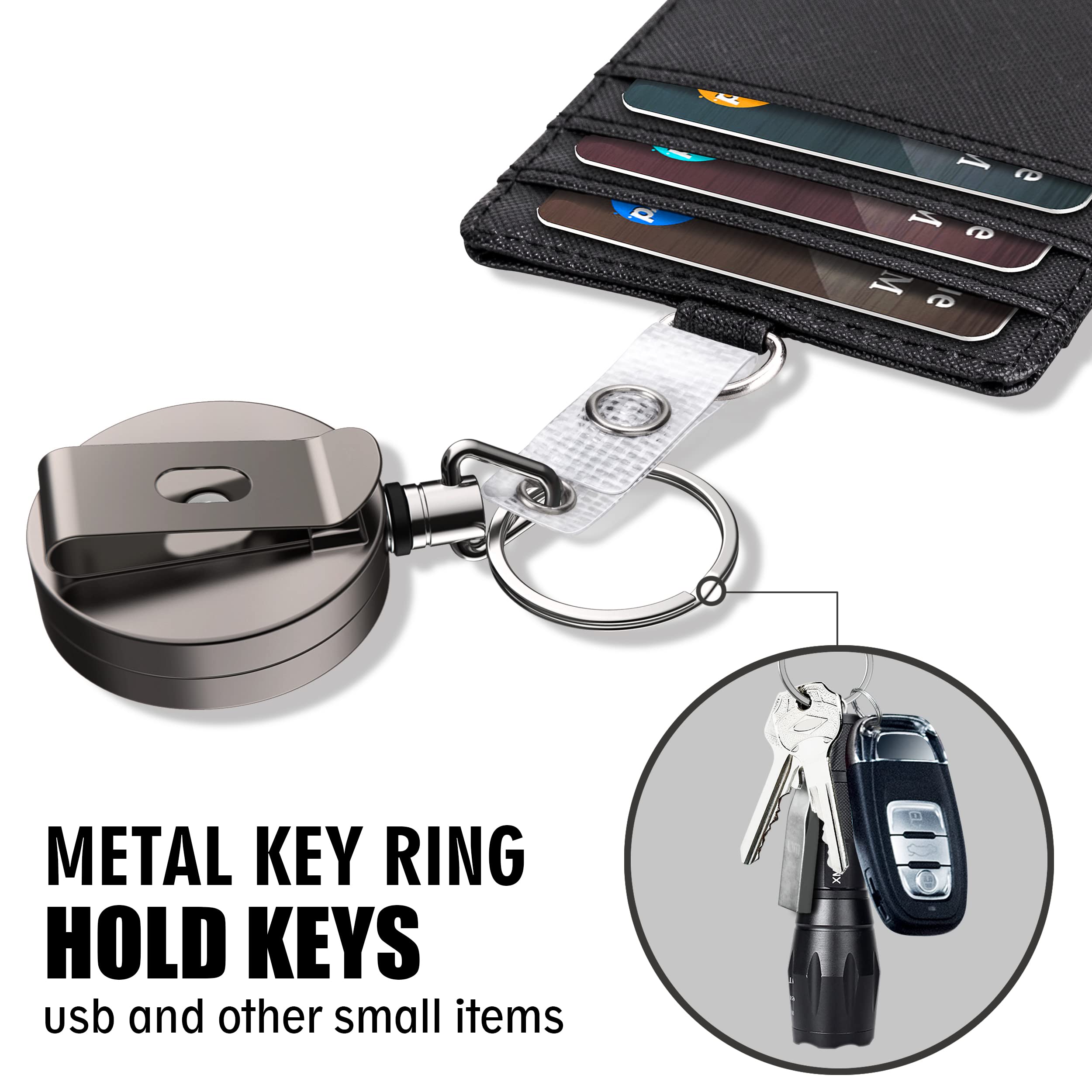 Durable Metal Retractable Badge Holder with Belt Clip & Key Ring - Waterproof Vertical Clear ID Card Holder & PU Leather Badge Reel - Perfect for Office, Security, Events & Conventions