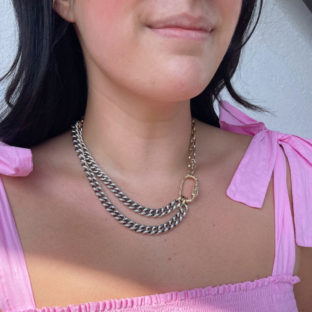 14K Yellow Gold Biker Chain Necklace for Women - Trendy Layered Choker Jewelry Gift - Perfect for Casual Wear, Date Night & Everyday Fashion