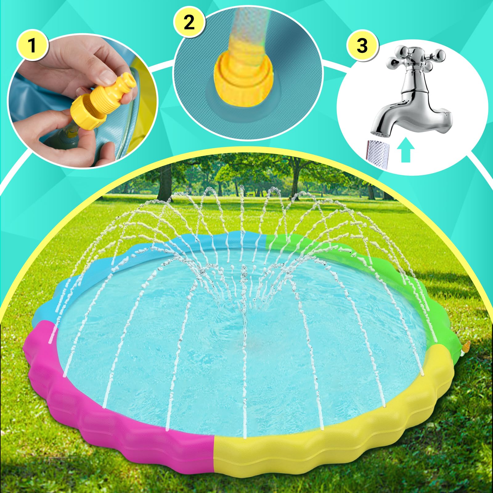 **Heeyoo Splash Pad for Kids - Non-Slip Outdoor Water Play Mat for Toddlers & Dogs | Summer Sprinkler Pool, Thick & Scratch-Resistant | Perfect for Backyard, Park, and Beach Fun**