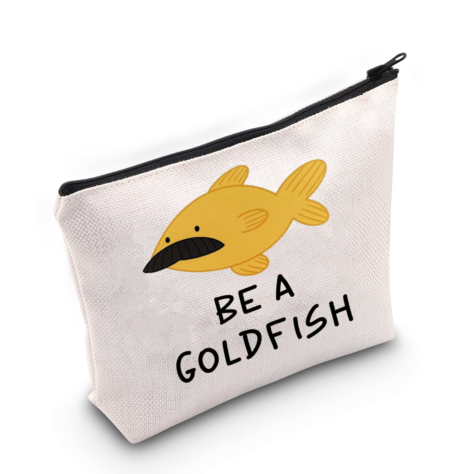 ZJXHPO TV Show Quote Inspired Coach 'Be A Goldfish' Zipper Pouch Makeup Bag - Perfect for Cosmetics, Travel & Daily Essentials (Goldfish Design)
