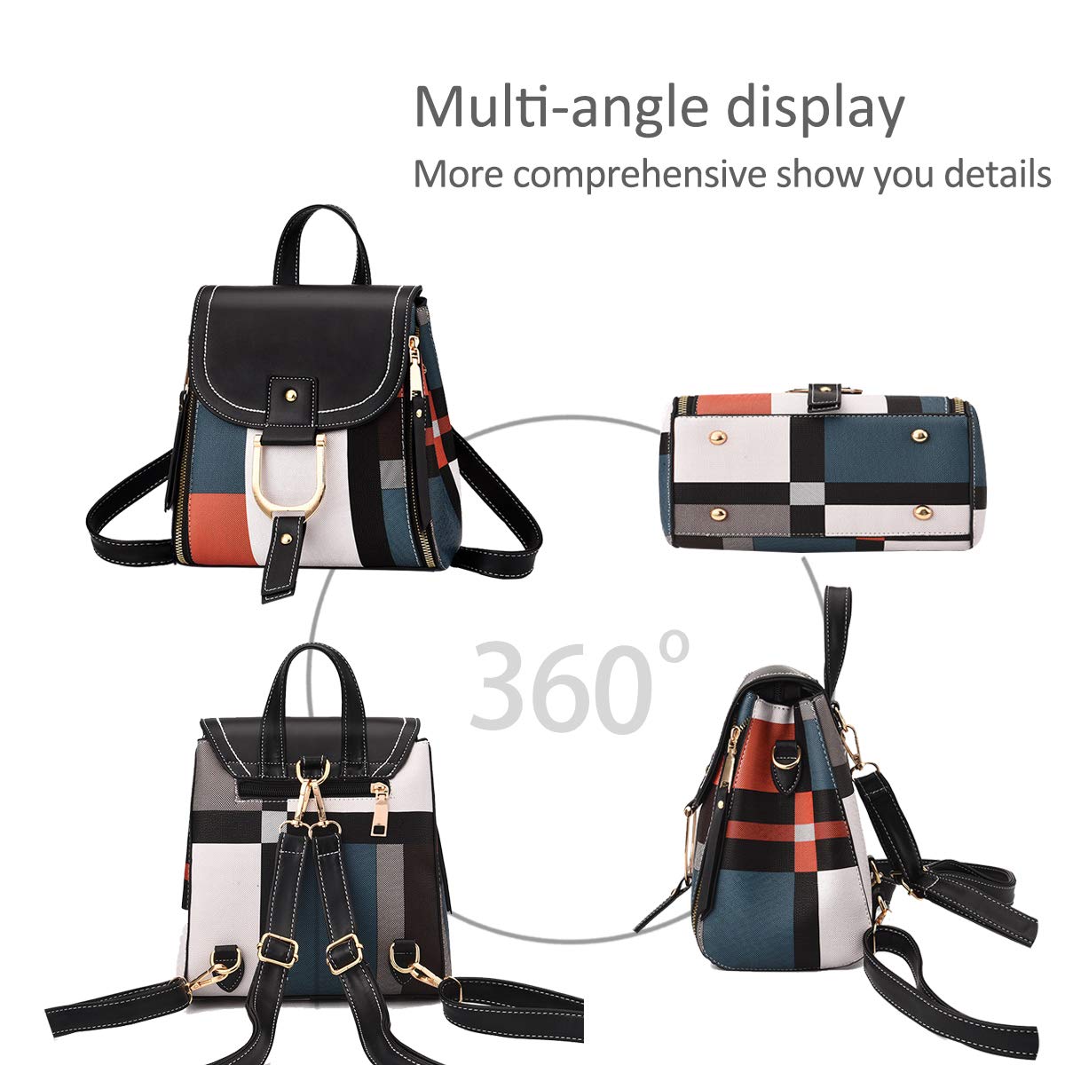 NICOLE&DORIS Women's Leather Backpack - Small Crossbody Shoulder Bag Purse for Ladies, Perfect for Work, Travel & Daily Use