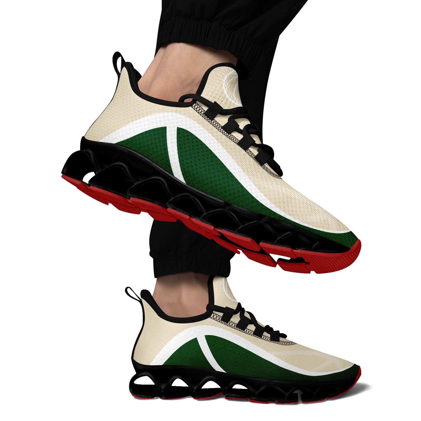 Custom Green Cream Maxsoul Sneakers - Personalized Comfort Shoes FN003XD D020391 Size 14 | Trendy Casual Wear for Men & Women, Perfect for Walking, Gym, and Street Fashion
