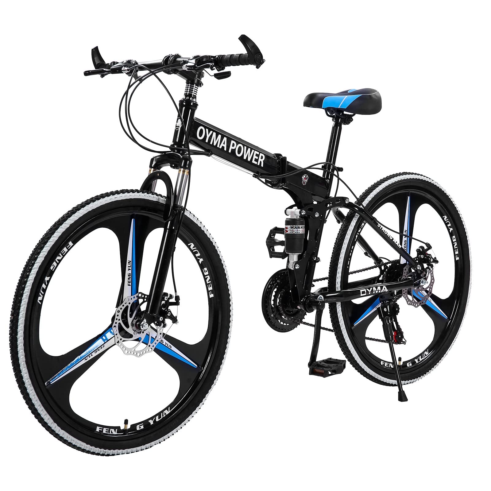 **26in Folding Mountain Bike for Men & Women - 21-Speed Carbon Steel MTB with K-Type Shock Absorption & Dual Disc Brakes - Perfect for Outdoor Adventures, Commuting & Trail Riding (US Delivery)**
