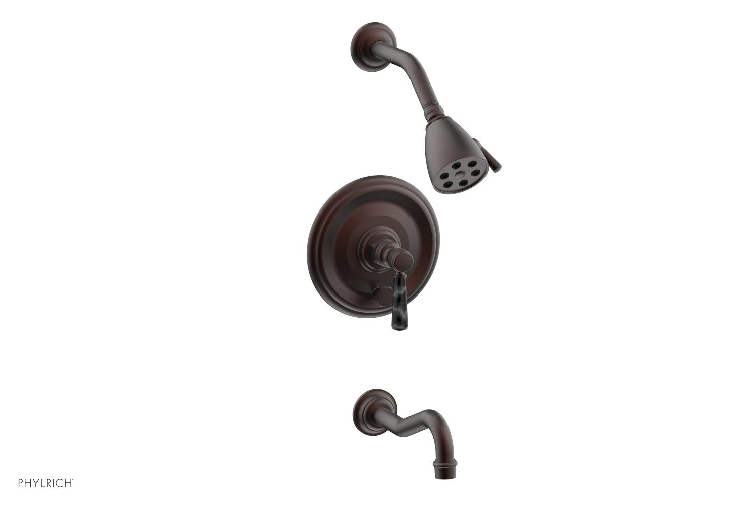 HENRI Pressure Balance Tub and Shower Faucet Set - Black Marble Lever Handle 161 28 - Perfect for Modern Bathroom Renovation and Luxury Spa Experience