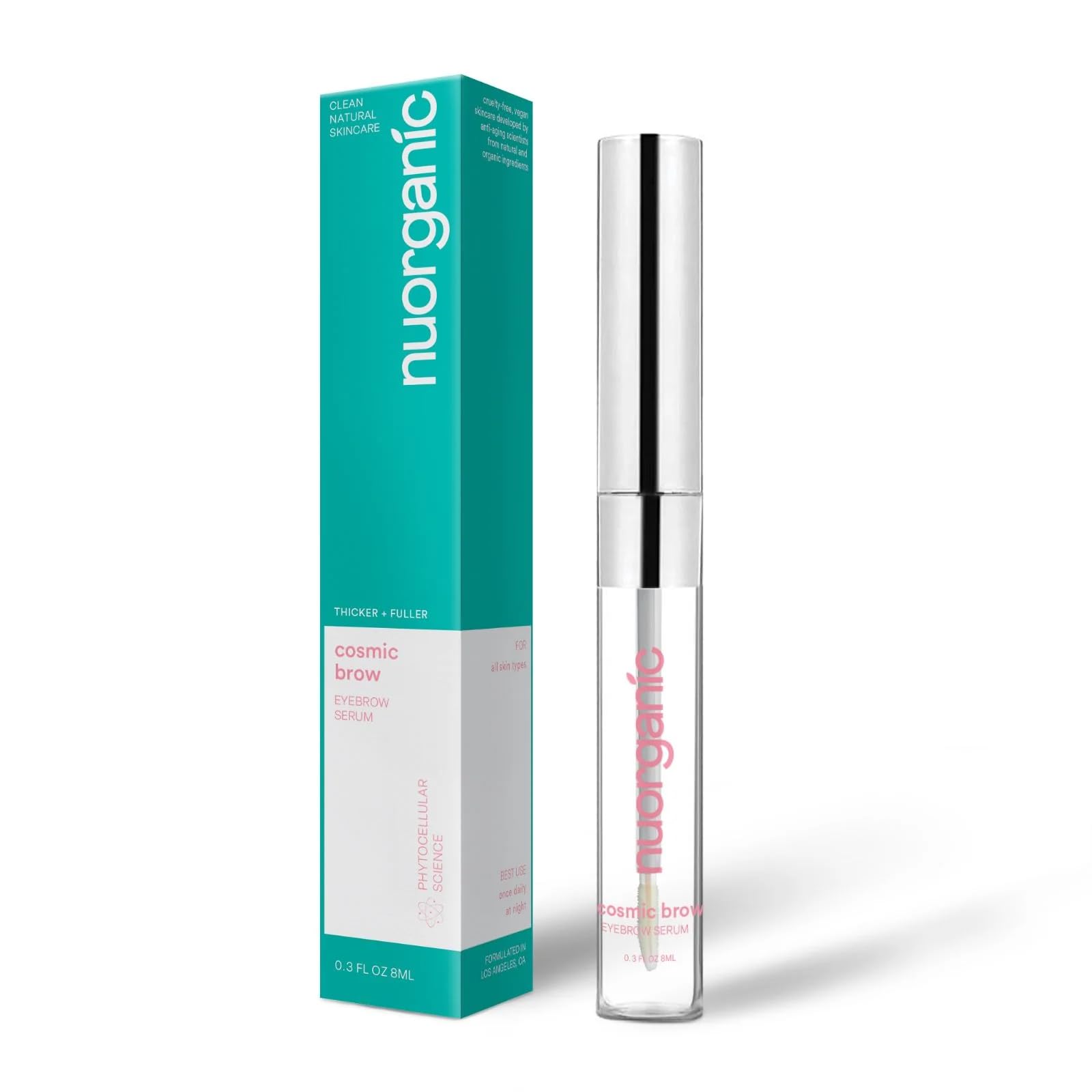 Nuorganic Clinically Proven Eyebrow Growth Serum for Women & Men - 8ml Natural Vegan Brow Enhancer for Thicker Eyebrows in 30 Days | Cruelty-Free Eyebrow Serum for Sparse Brows & Fuller Look | Perfect for Daily Beauty Routine & Special Occasions