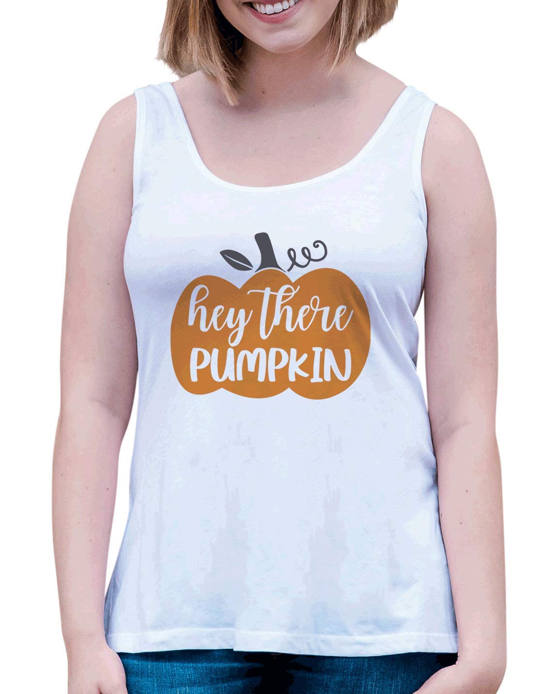 7 ate 9 Apparel Women's Hey There Pumpkin Shirt - Cute Fall Graphic Tee for Women | Perfect for Halloween, Thanksgiving & Autumn Outfits