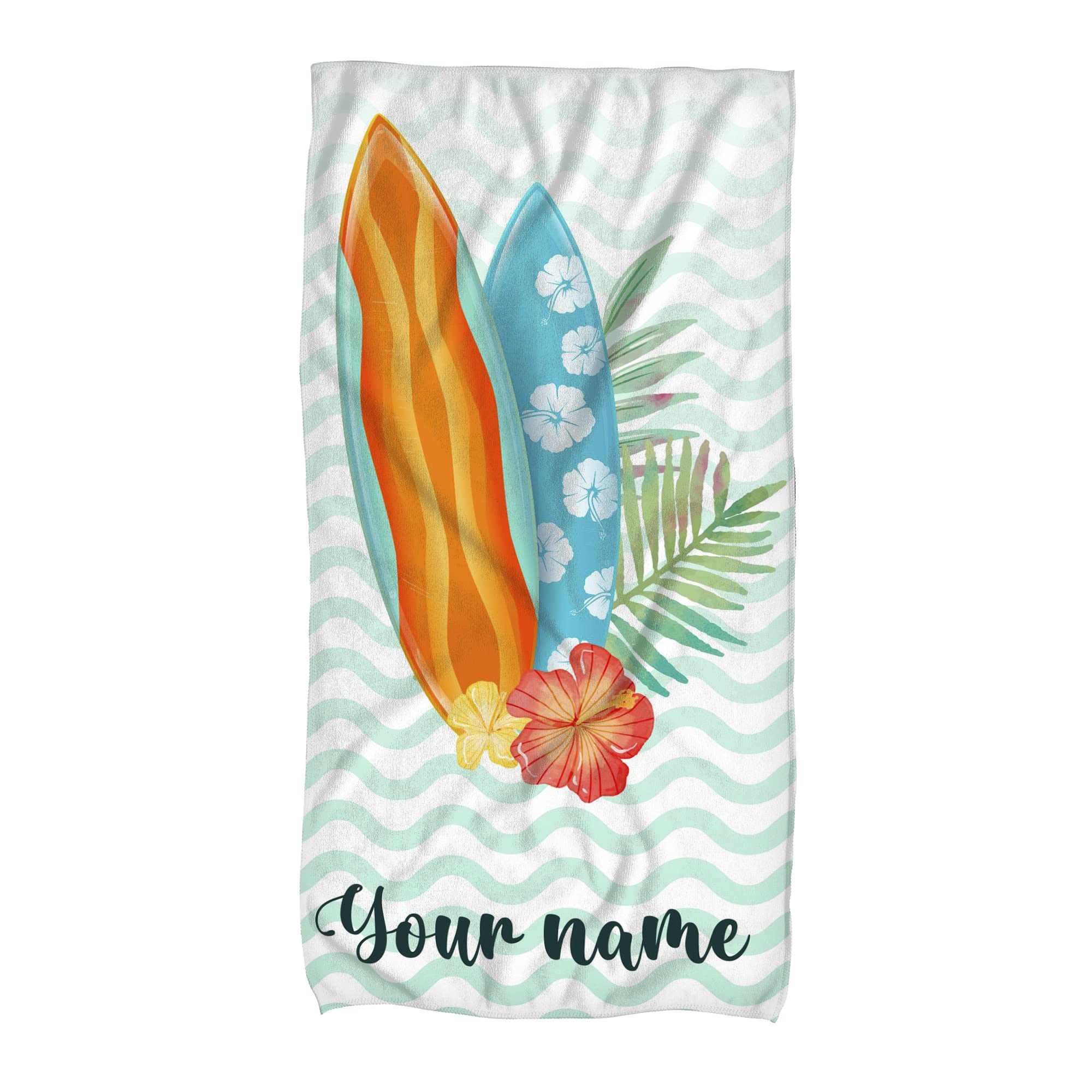 Custom Personalized Beach Towels with Names - 30x60 Inch Floral Print Striped Towel for Women, Kids, Girls & Boys | Cute Fruit Design Summer Beach Towel for Pool, Vacation & Outdoor Activities