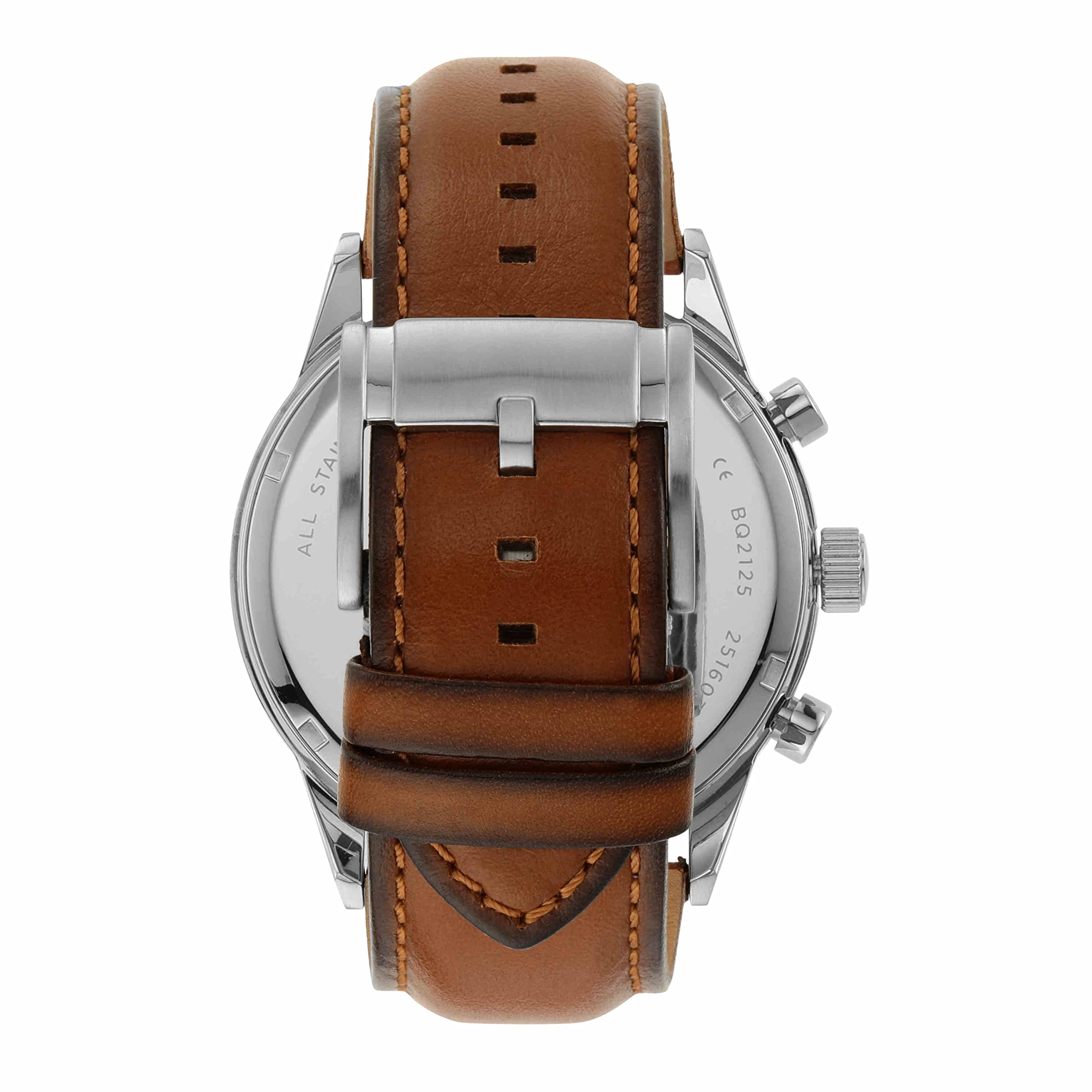 Flynn Chronograph Brown Leather Watch for Men - Waterproof Analog Quartz Wristwatch with Date Display - Perfect for Business, Casual & Formal Occasions