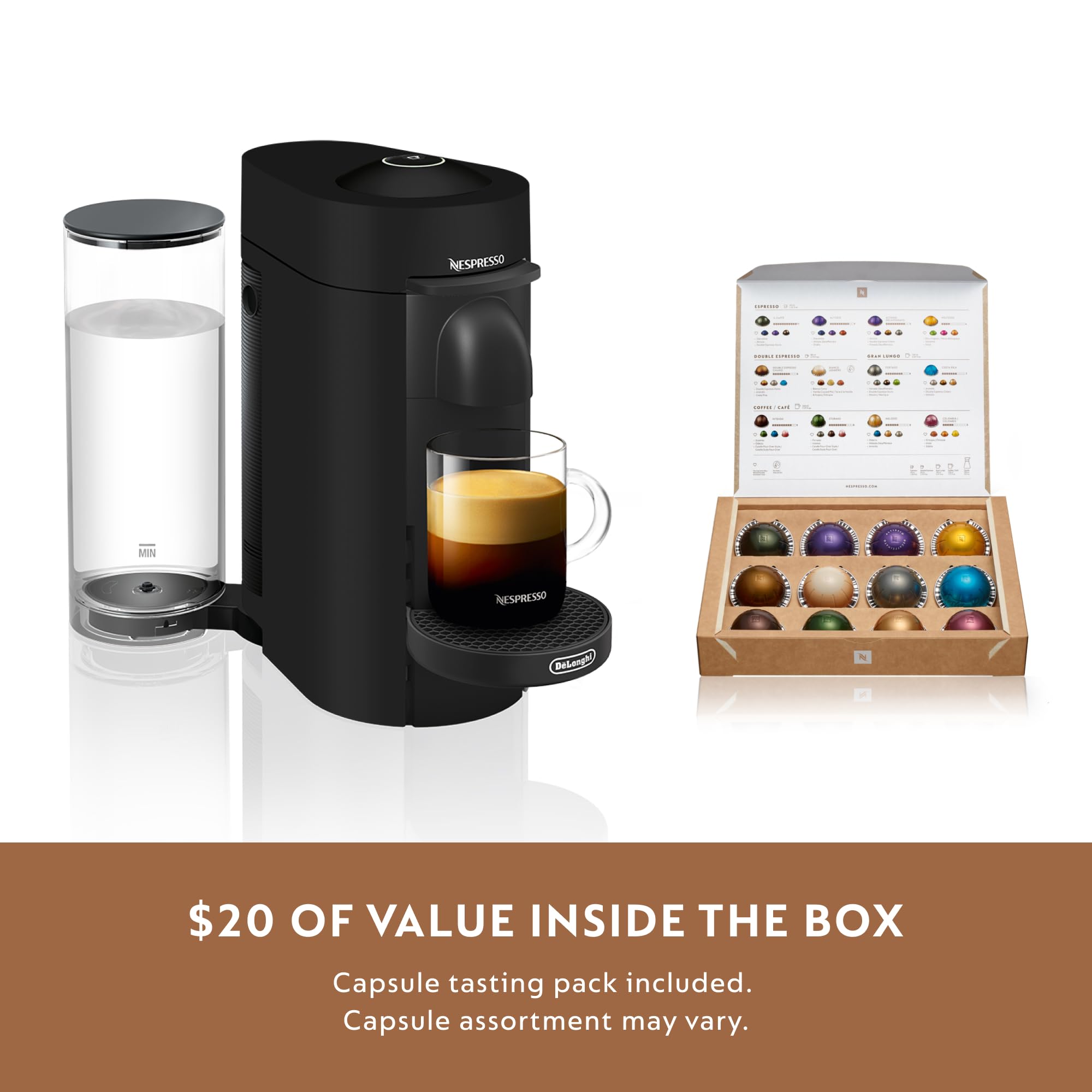 De'Longhi Nespresso Vertuo Plus Deluxe Coffee & Espresso Machine - Matte Black | Single-Serve Pod Brewer for Home & Office Use