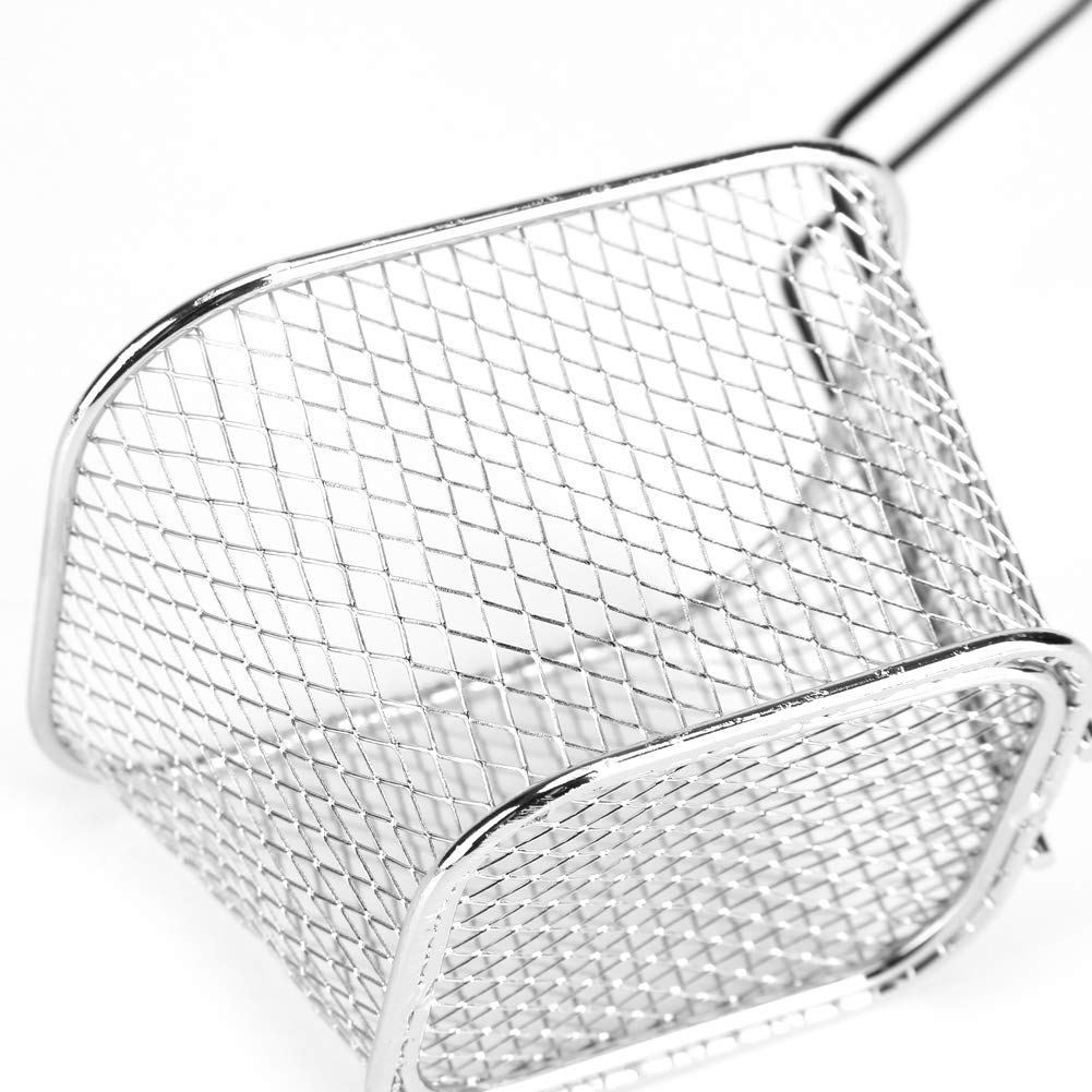 Stainless Steel Fryer Basket for Chips, Fries, Shrimps & Onion Rings - 1PC Commercial Deep Fry Basket for Restaurants & Home Kitchens - Perfect for Frying, Serving & Draining Fried Foods