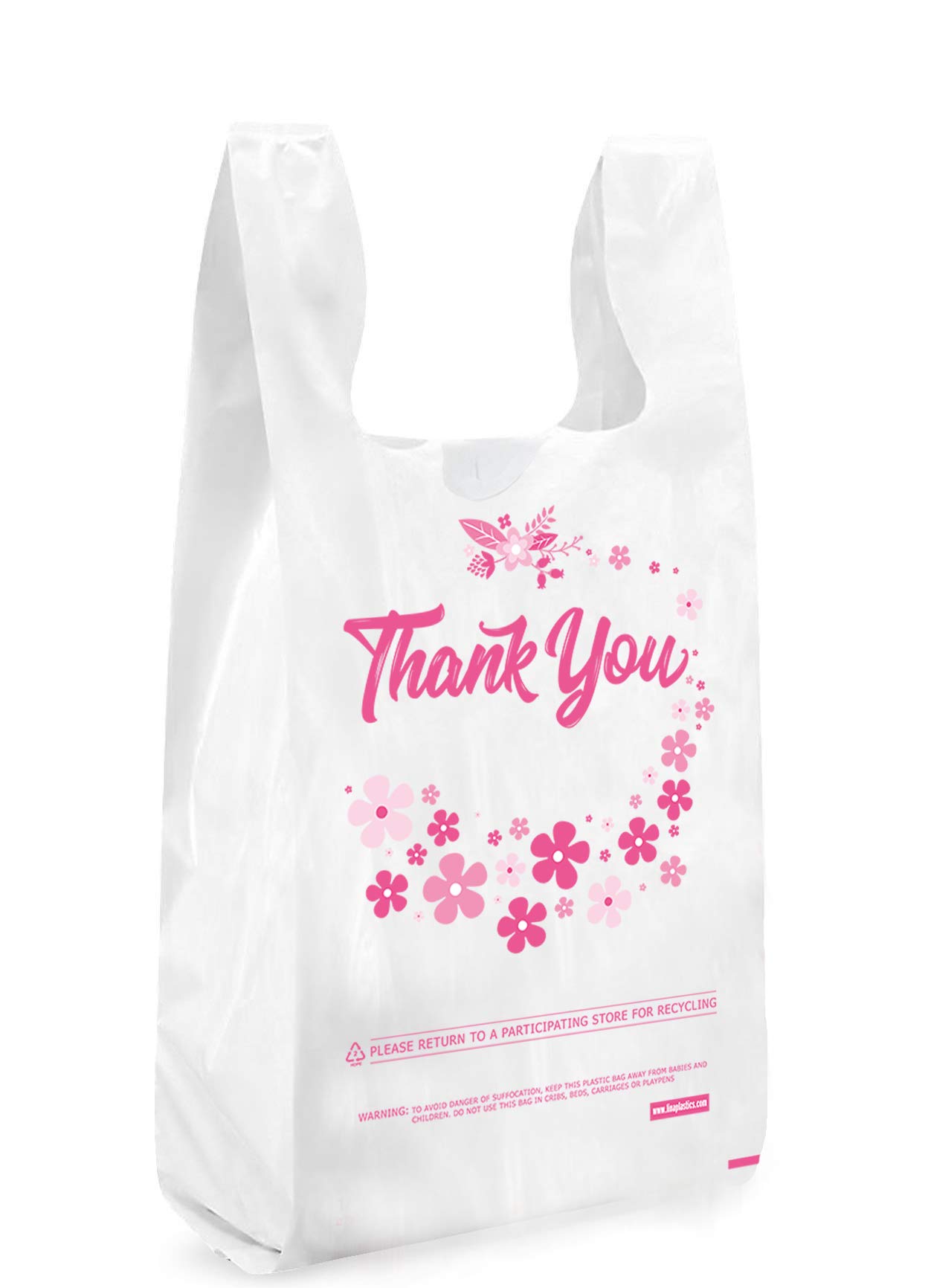 Lina Plastics 300 Count White Thank You T-Shirt Bags 12