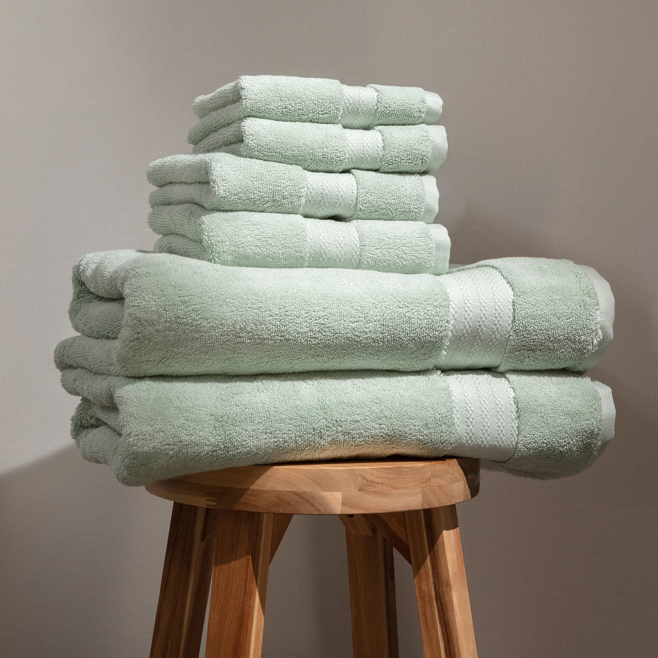 Premium 100% Organic Cotton Bath Towel Set - 6 Piece Luxury Hotel & Spa Quality Towels (2 Bath, 2 Hand, 2 Washcloths) | GOTS Certified | 700 GSM Ultra Soft | 30x56 & 16x30 & 13x13 Inches | Eco-Friendly Green | Perfect for Bathroom, Spa, Gym & Guest Use