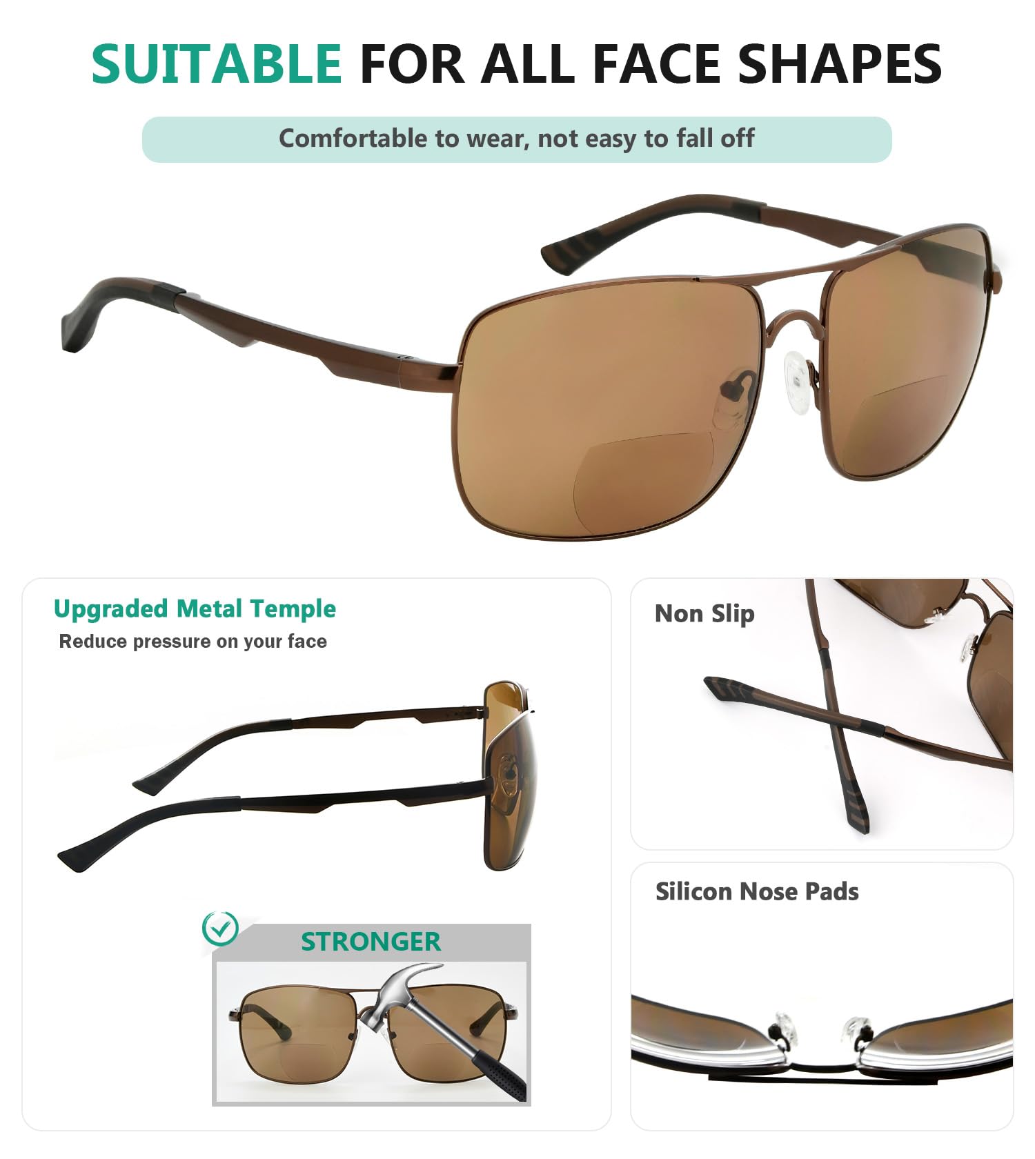 Eyekepper Bifocal Sunglasses for Men & Women - Polarized Reading Glasses with UV Protection - Perfect for Outdoor Activities, Driving, Fishing & Beach Use