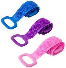 RNY Silicone Double-Sided Exfoliating Shower Scrubber Belt - 2 Pack Body Scrub Towel for Deep Cleansing & Dead Skin Removal - Perfect for Bath, Spa & Exfoliation (Multi-Colors)