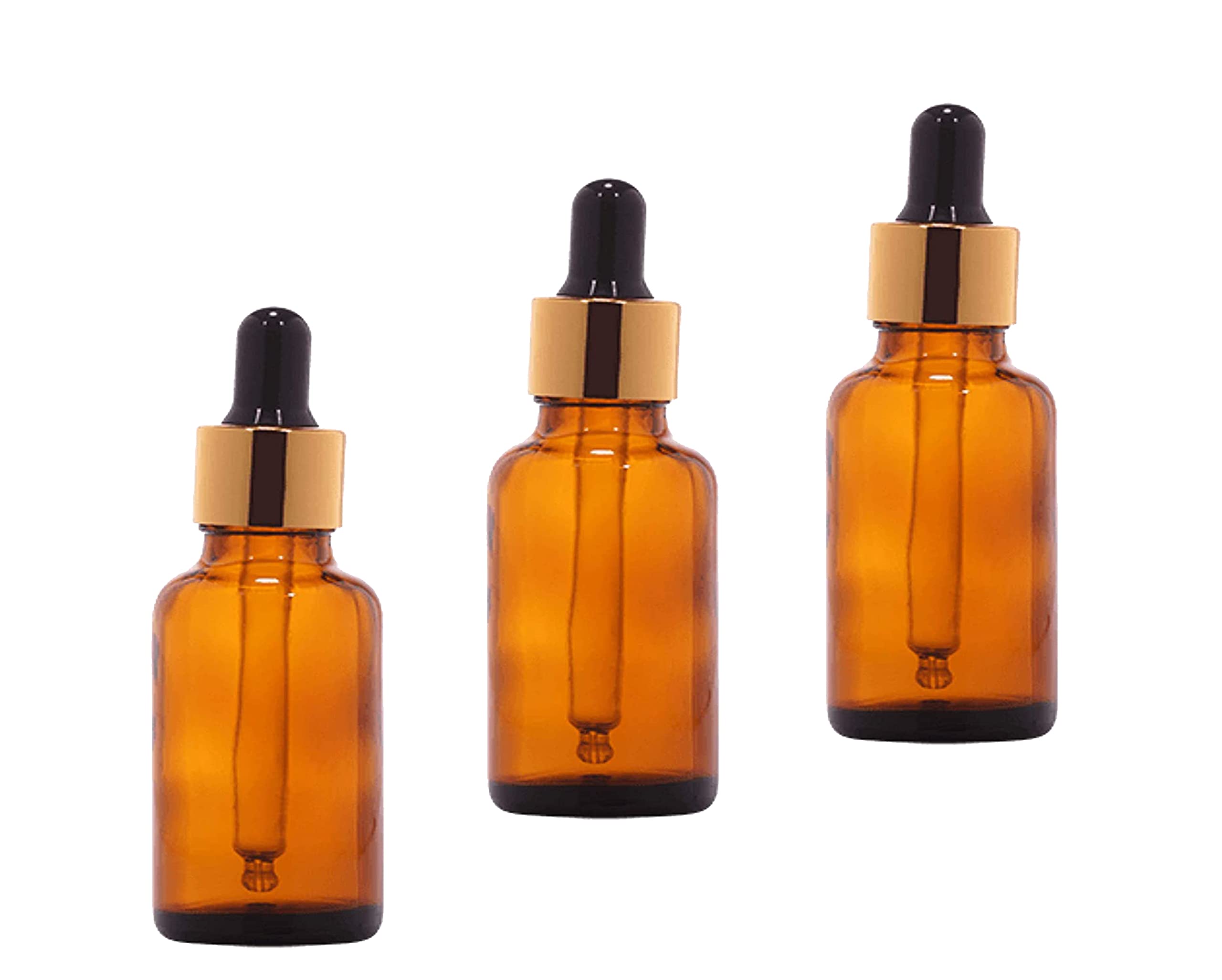 Amber Glass Dropper Bottles 30ml (3-Pack) - Essential Oil Bottles, DIY Perfume & Cosmetic Containers for Aromatherapy, Skincare, Travel - Perfect for Home, Spa & DIY Beauty Projects