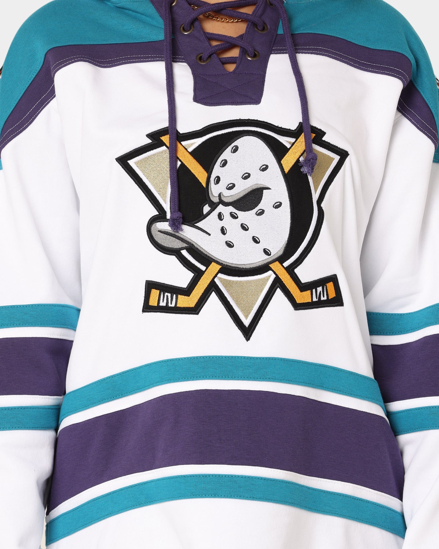 47 Brand Anaheim Ducks Superior Lacer Hoodie - White Wash - Men's NHL Hockey Fan Apparel - Perfect for Game Day & Casual Wear