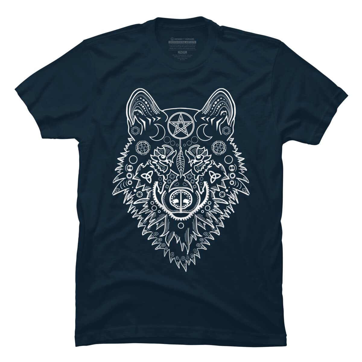 Design By Humans Men's Tribal White Wolf Graphic T-Shirt by WitchyStuff4me - Soft Cotton Tee for Casual Wear, Street Style & Outdoor Adventures