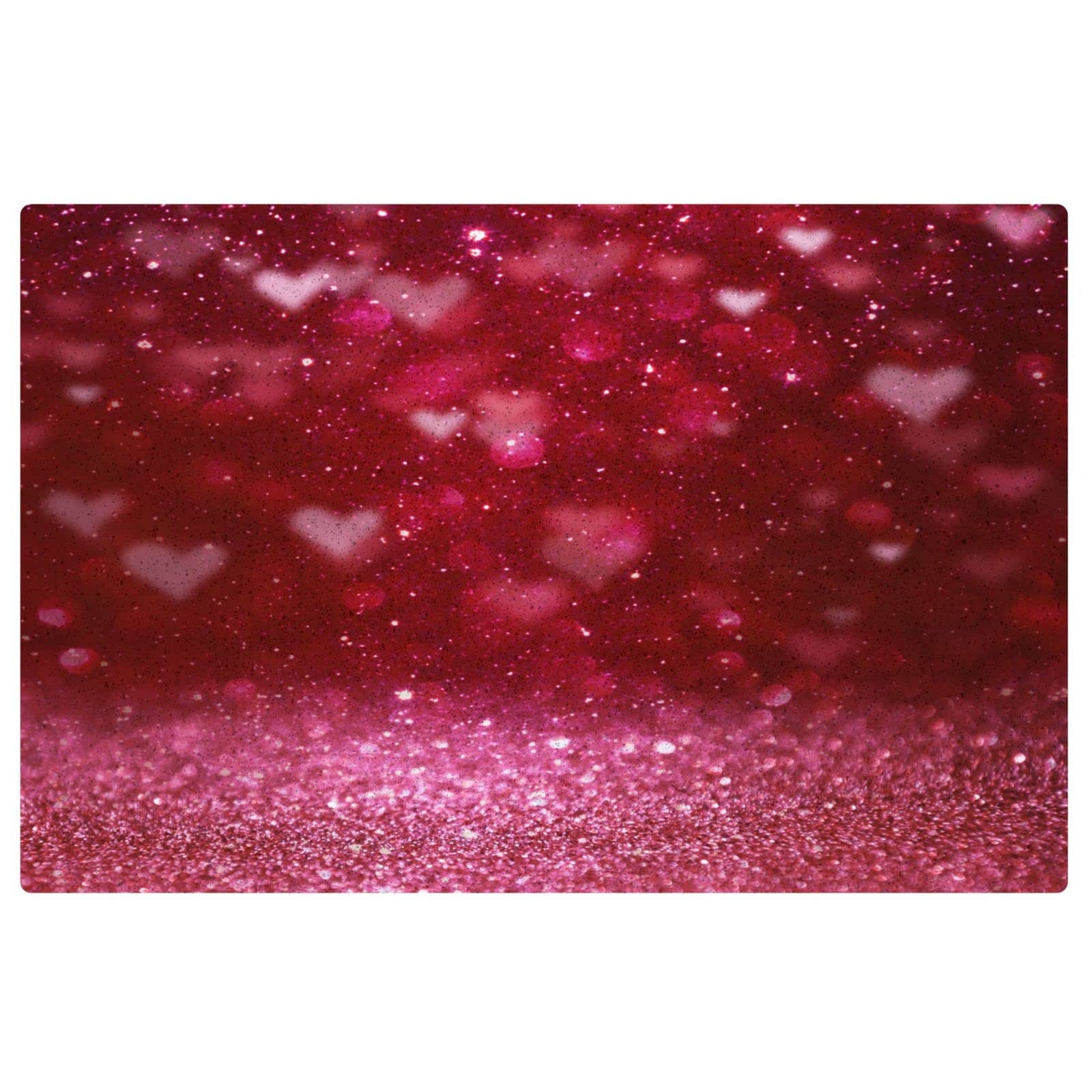 Romantic Red Glitter Heart Doormat - Non-Slip PVC Floor Mat 23.6