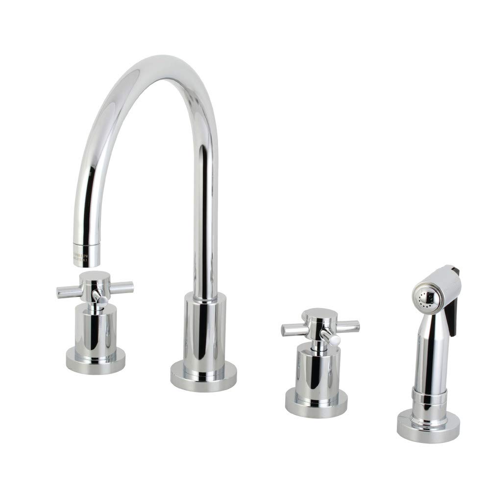 Kingston Brass KS8721DXBS Concord Widespread Kitchen Faucet - 11.56 x 10.56 x 7.69 Inches, Polished Chrome Finish - Perfect for Modern Kitchens, Bar Sinks & Utility Areas