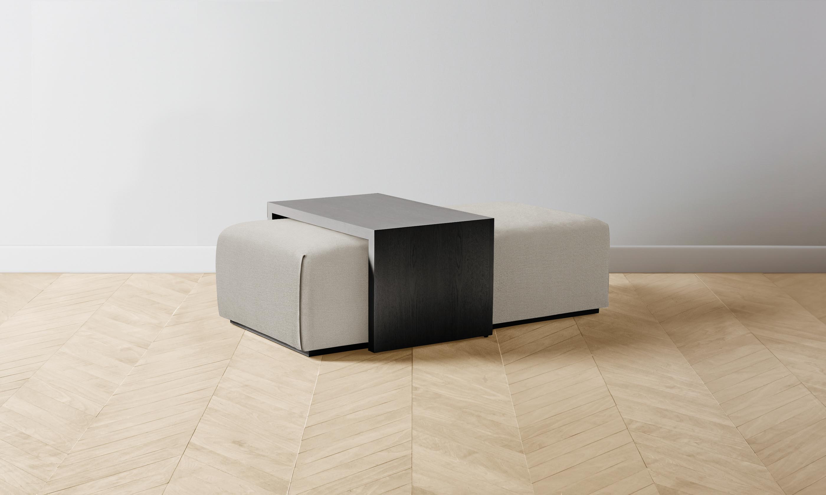 The Bowery Ottoman - Performance Linen Weave Beige Storage Bench with Removable Cushion | Modern Living Room, Bedroom & Entryway Furniture for Small Spaces