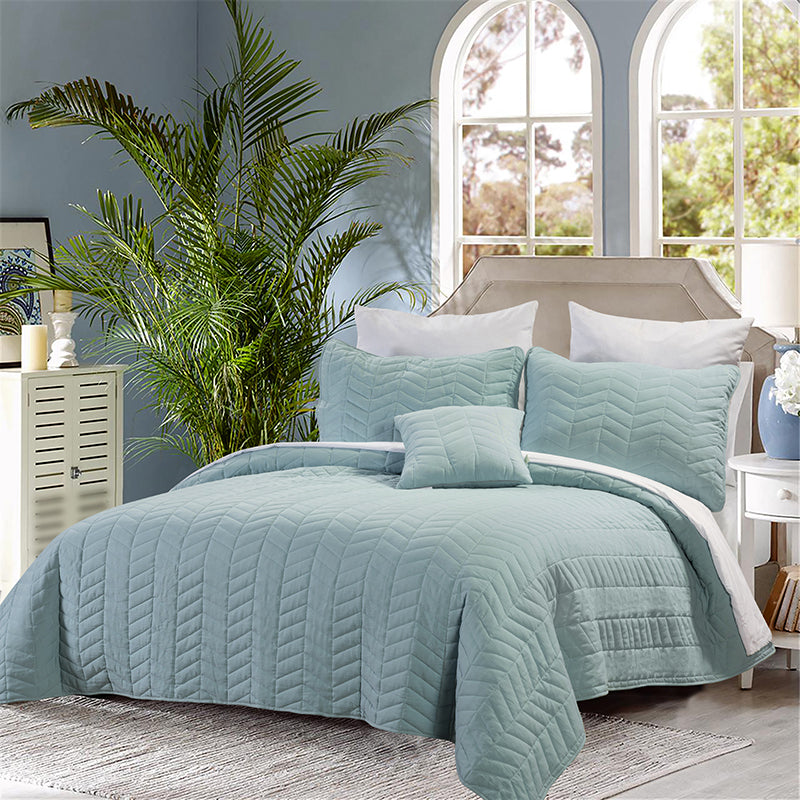Premium Camilo Microfiber 4-Piece Quilt Set - Soft & Breathable Bedding for All Seasons | Perfect for Master Bedroom, Guest Room & Dorm Decor