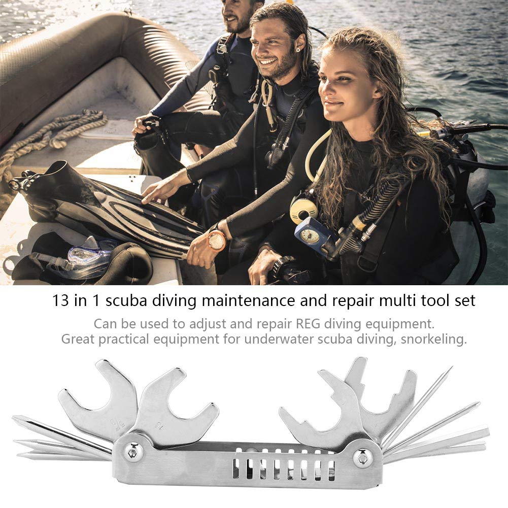 8-in-1 Diving Diver Tool Kit - Portable Folding Allen Key Wrench & Valve Repair Multi Tool for Scuba Gear Maintenance | Perfect for Underwater Equipment Repair, Dive Gear Servicing & Emergency Fixes