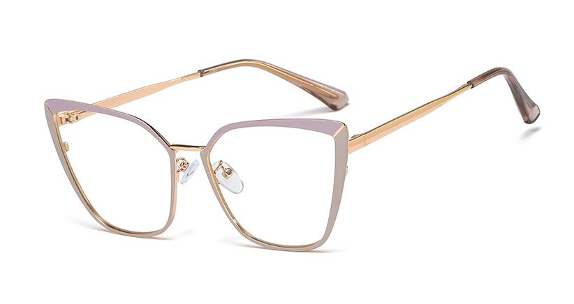 CCspace Unisex Full Rim Square Cat Eye Alloy Frame Eyeglasses 48104 - Stylish Retro Glasses for Men & Women, Perfect for Reading, Fashion, and Everyday Wear