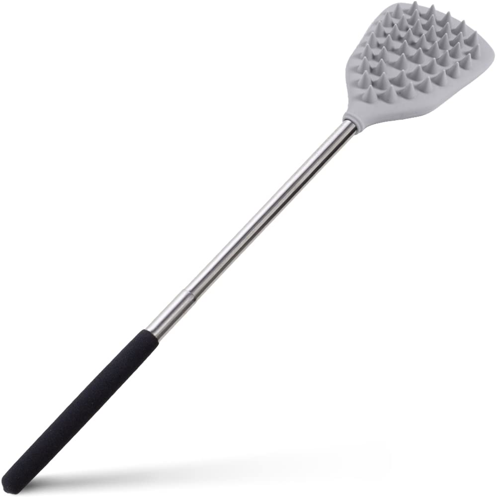 ROUNDS Back Scratcher - Gentle Silicone Protrusion for Itch Relief | Cream Applicator & Head Massager | Portable & Extendable Telescopic Design | Perfect for Travel, Home Use & Spa Treatments