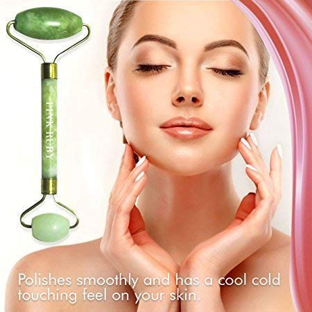 ON STORE Jade Facial Roller & Massager - Natural Green Jade Stone for Face, Eye, Neck & Foot Massage - Skin Care & Relaxation Tool - Perfect for Home Spa, Self-Care & Stress Relief